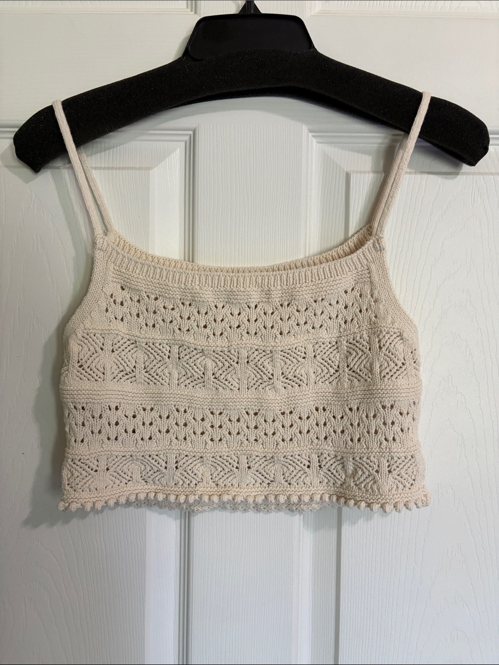 Zara Cream Knit Crochet Crop Cami - Picture 4 of 7